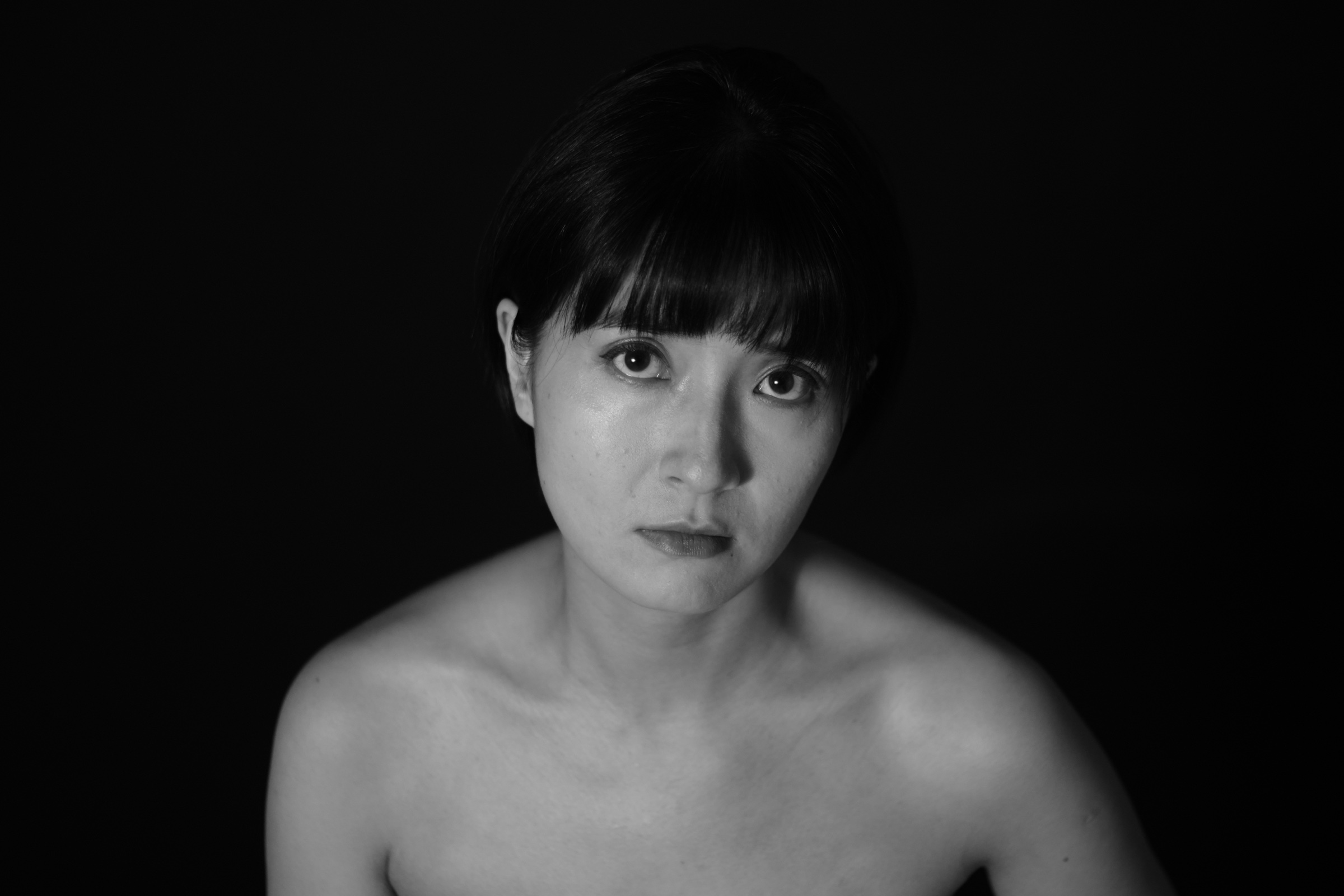 Black and white portrait of actress Jae Yang