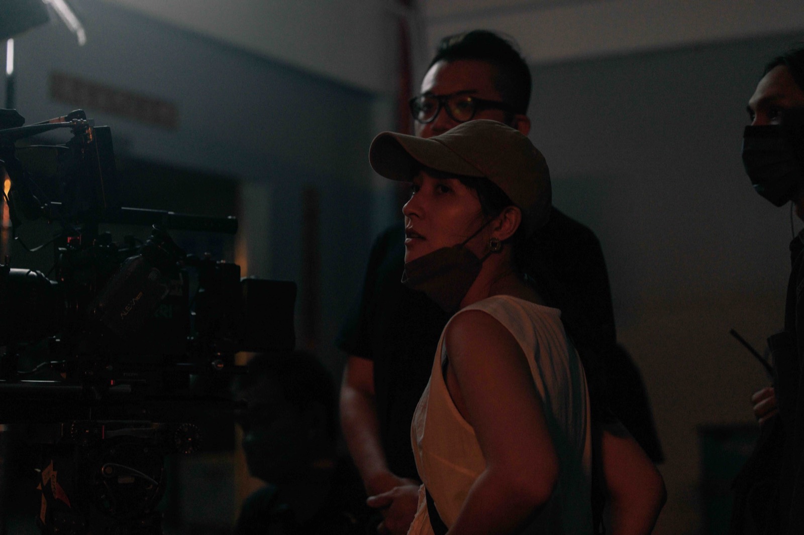 Jae Yang beside the camera during production
